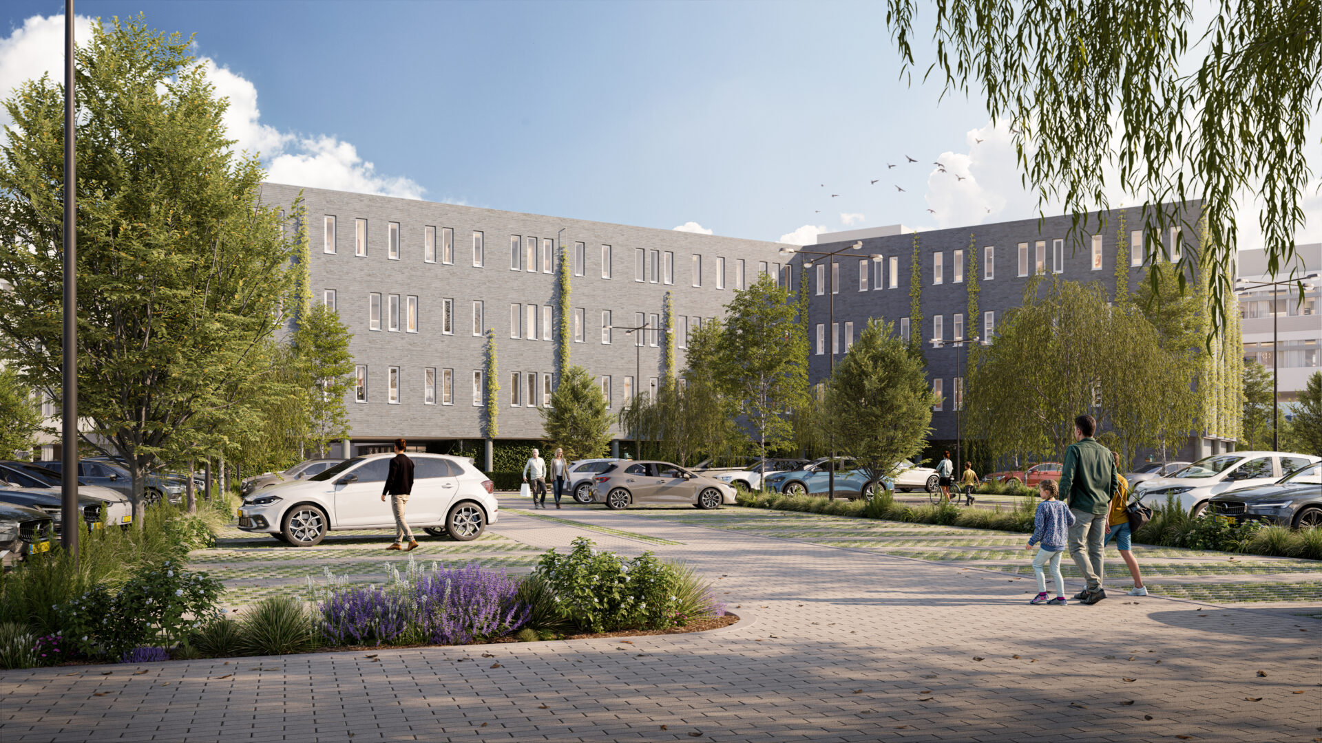 Kromme schaft schets woningen